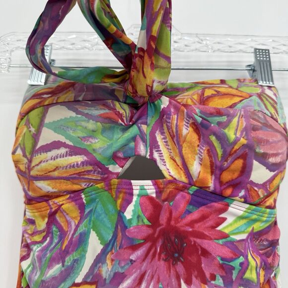 Lauren Ralph Lauren Tropical Colorful One Piece Swimsuit Size 8 Beach - Picture 4 of 10
